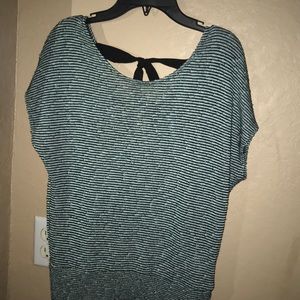 Blue and black striped blouse w/ bows in the back!